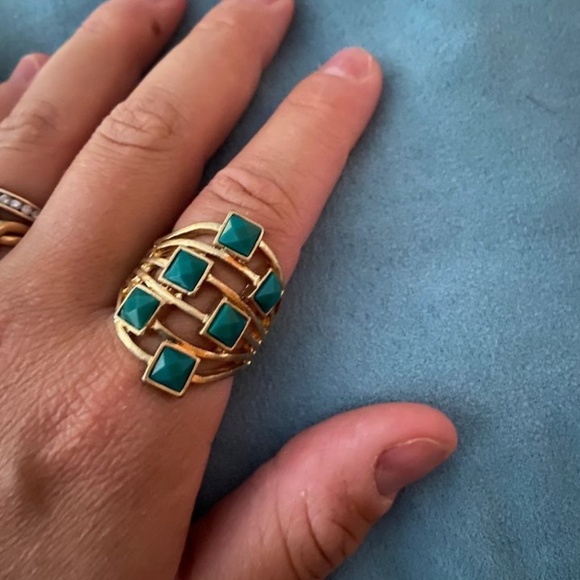 Blue Stone Stretchy Ring and Green Stone Stretchy Ring - Picture 3 of 4
